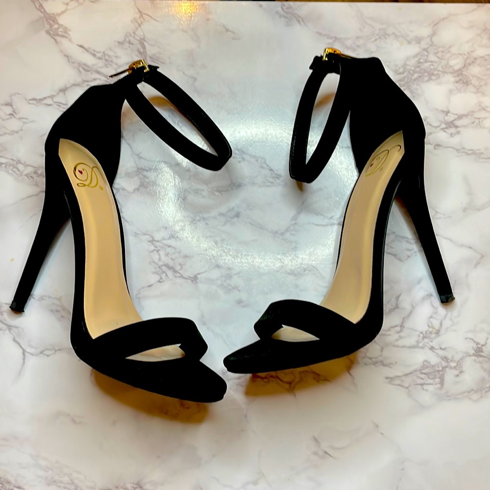 Black strap heels